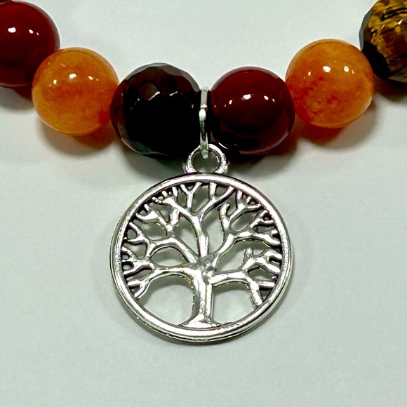 Handmade Tree Pendant Charm Bracelet with Natural Tiger Eye Gemstones! - Picture 5 of 5